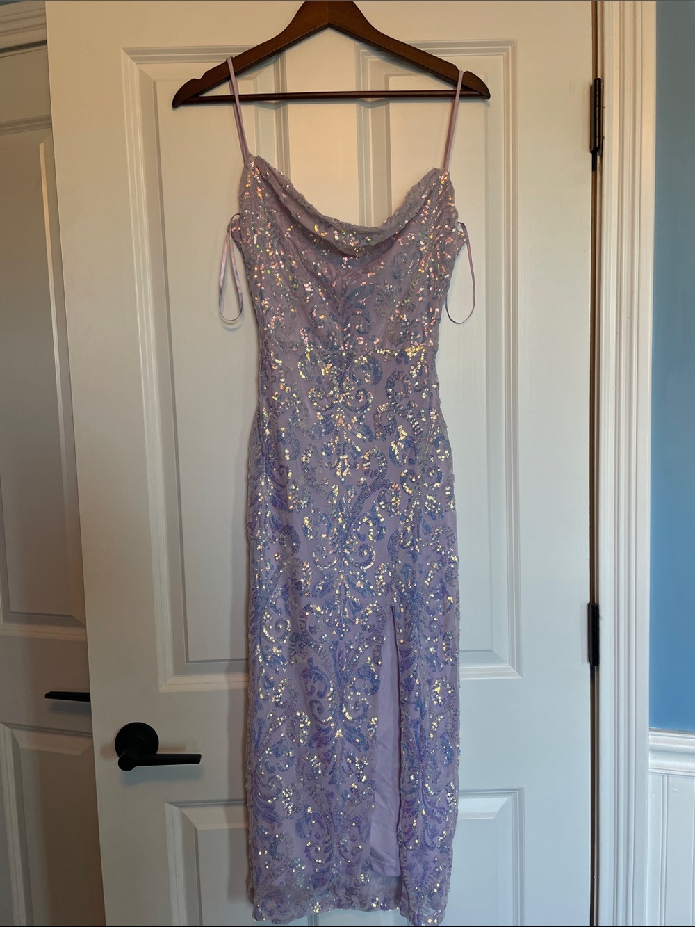 Windsor Lilac Sequin Strapless Evening Dress